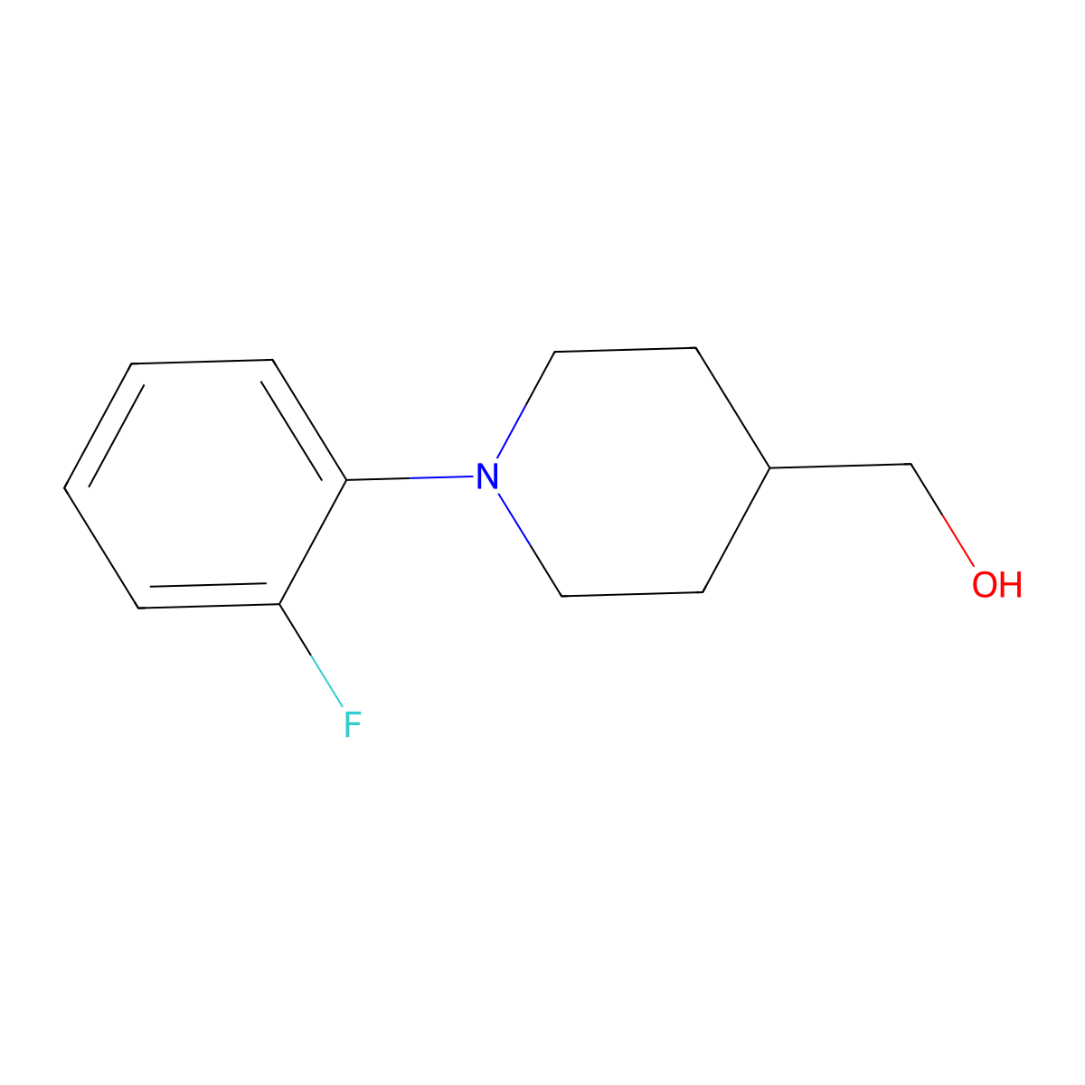 [1-(2-Fluorophenyl)piperidin-4-yl]methanol molecular structure, CAS 1005502-75-9