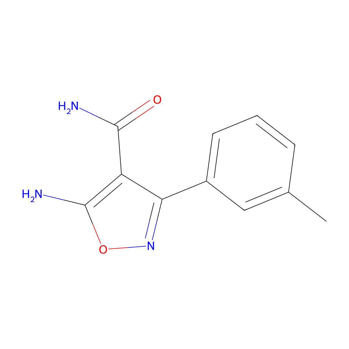 5-Amino-3-(3-methylphenyl)-1,2-oxazole-4-carboxamide molecular structure, CAS 1005509-32-9
