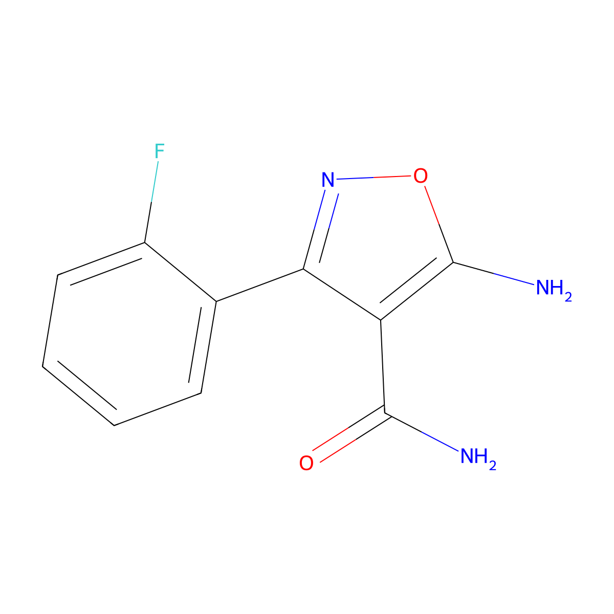 5-Amino-3-(2-fluorophenyl)-1,2-oxazole-4-carboxamide molecular structure, CAS 1005509-34-1