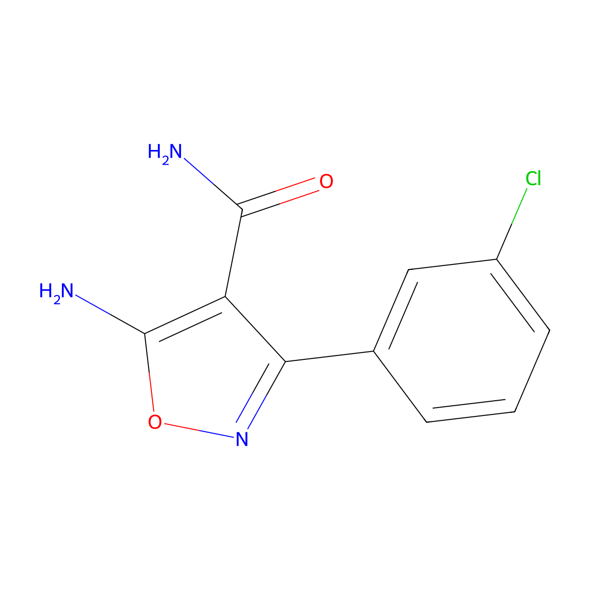 5-Amino-3-(3-chlorophenyl)isoxazole-4-carboxamide molecular structure, CAS 1005509-36-3