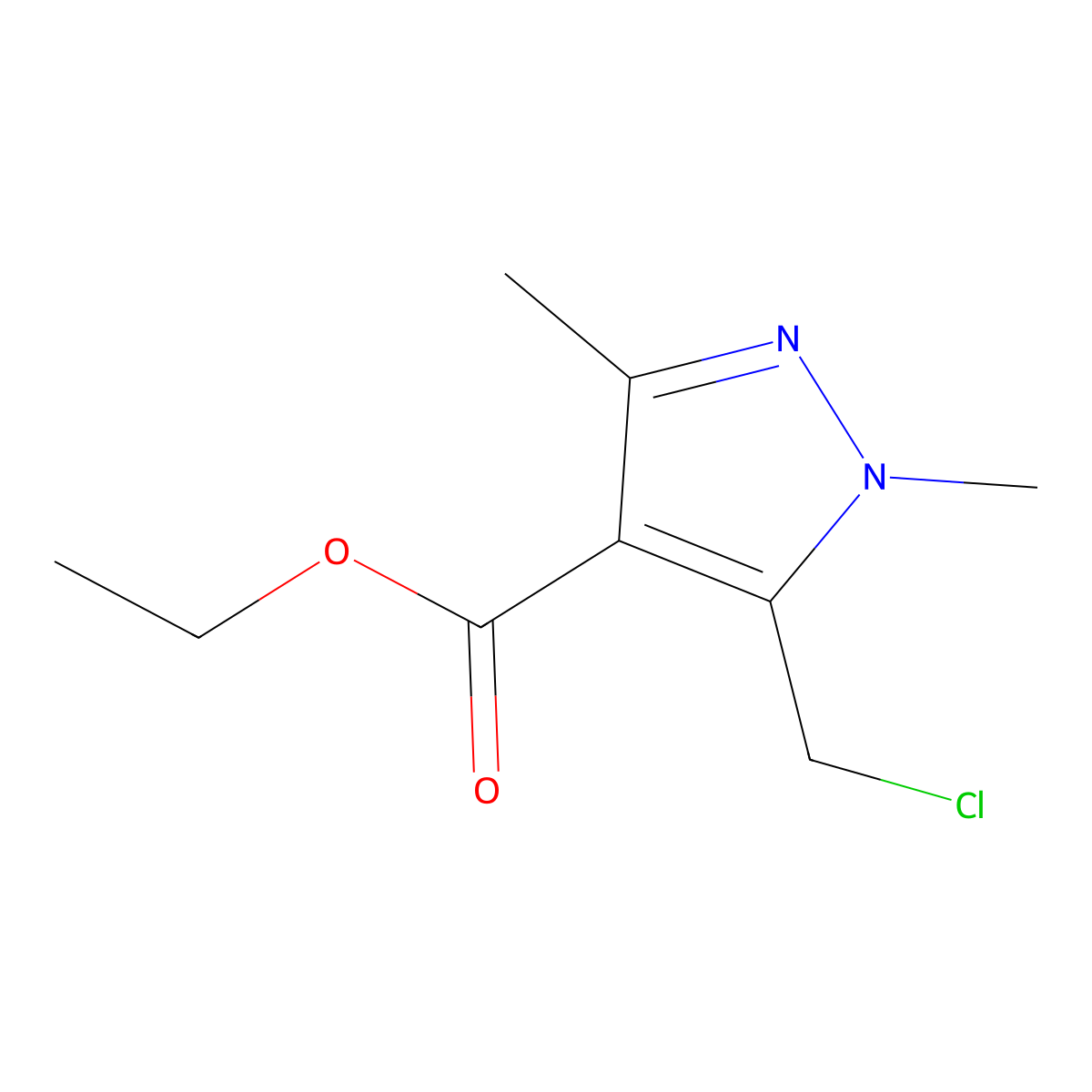 Ethyl 5-(chloromethyl)-1,3-dimethyl-1H-pyrazole-4-carboxylate molecular structure, CAS 100555-55-3