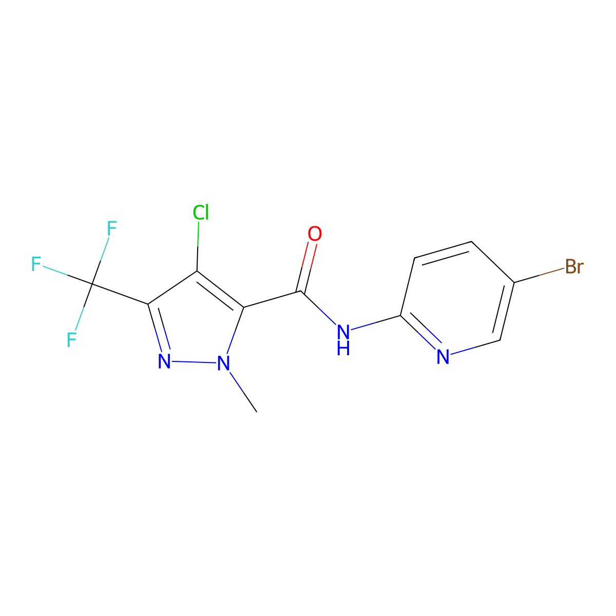 N-(5-bromopyridin-2-yl)-4-chloro-2-methyl-5-(trifluoromethyl)pyrazole-3-carboxamide molecular structure, CAS 1005552-08-8