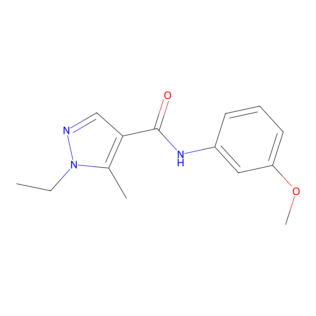 1-ethyl-N-(3-methoxyphenyl)-5-methyl-1H-pyrazole-4-carboxamide molecular structure, CAS 1005552-36-2