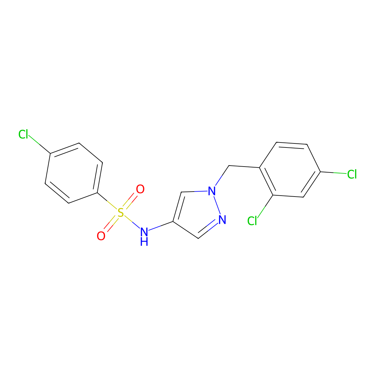 4-chloro-N-[1-(2,4-dichlorobenzyl)-1H-pyrazol-4-yl]benzenesulfonamide molecular structure, CAS 1005552-51-1