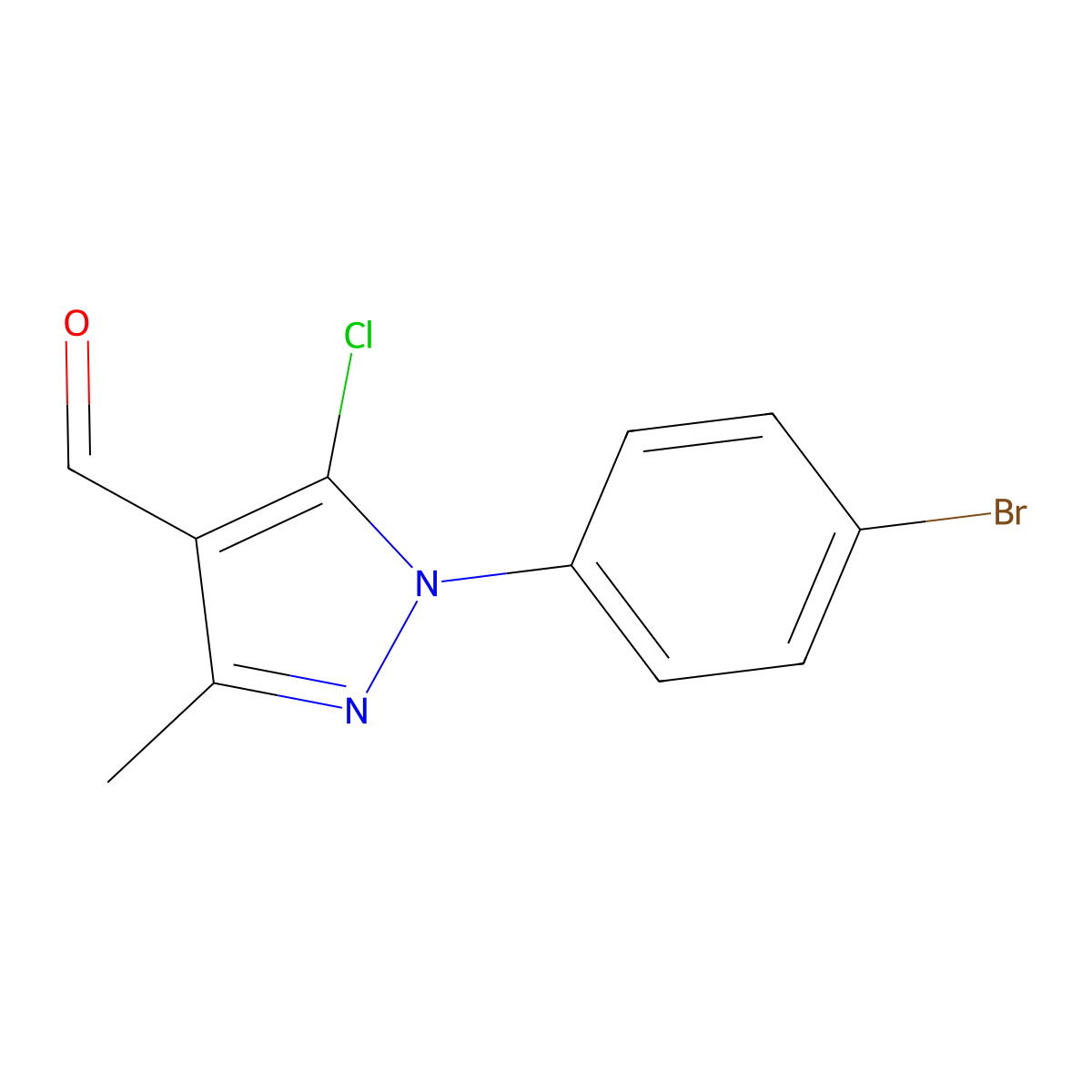 1-(4-bromophenyl)-5-chloro-3-methyl-1H-pyrazole-4-carbaldehyde molecular structure, CAS 1005552-90-8