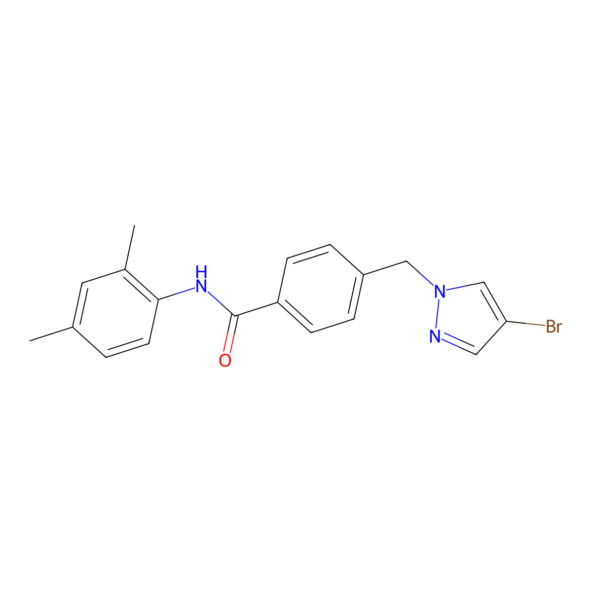 4-[(4-bromo-1H-pyrazol-1-yl)methyl]-N-(2,4-dimethylphenyl)benzamide molecular structure, CAS 1005553-21-8