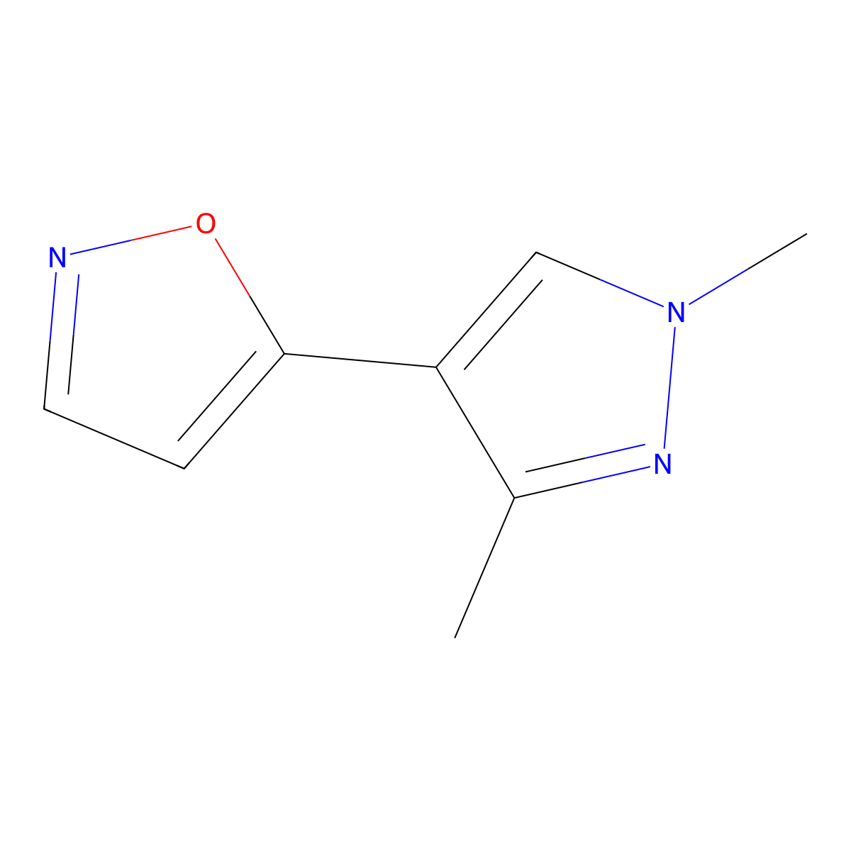 5-(1,3-Dimethyl-1H-pyrazol-4-YL)isoxazole molecular structure, CAS 1005553-66-1