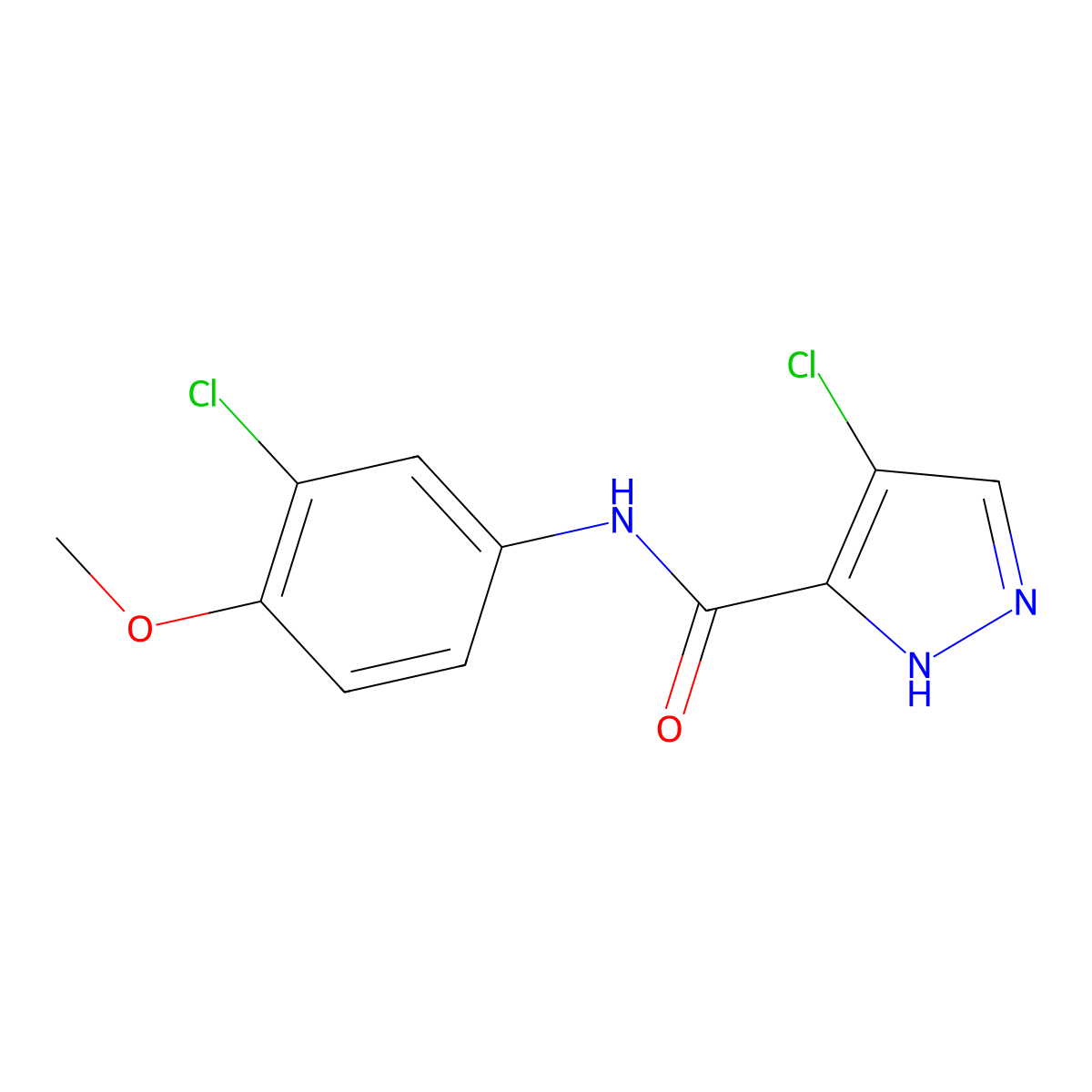 4-chloro-N-(3-chloro-4-methoxyphenyl)-1H-pyrazole-3-carboxamide molecular structure, CAS 1005553-84-3