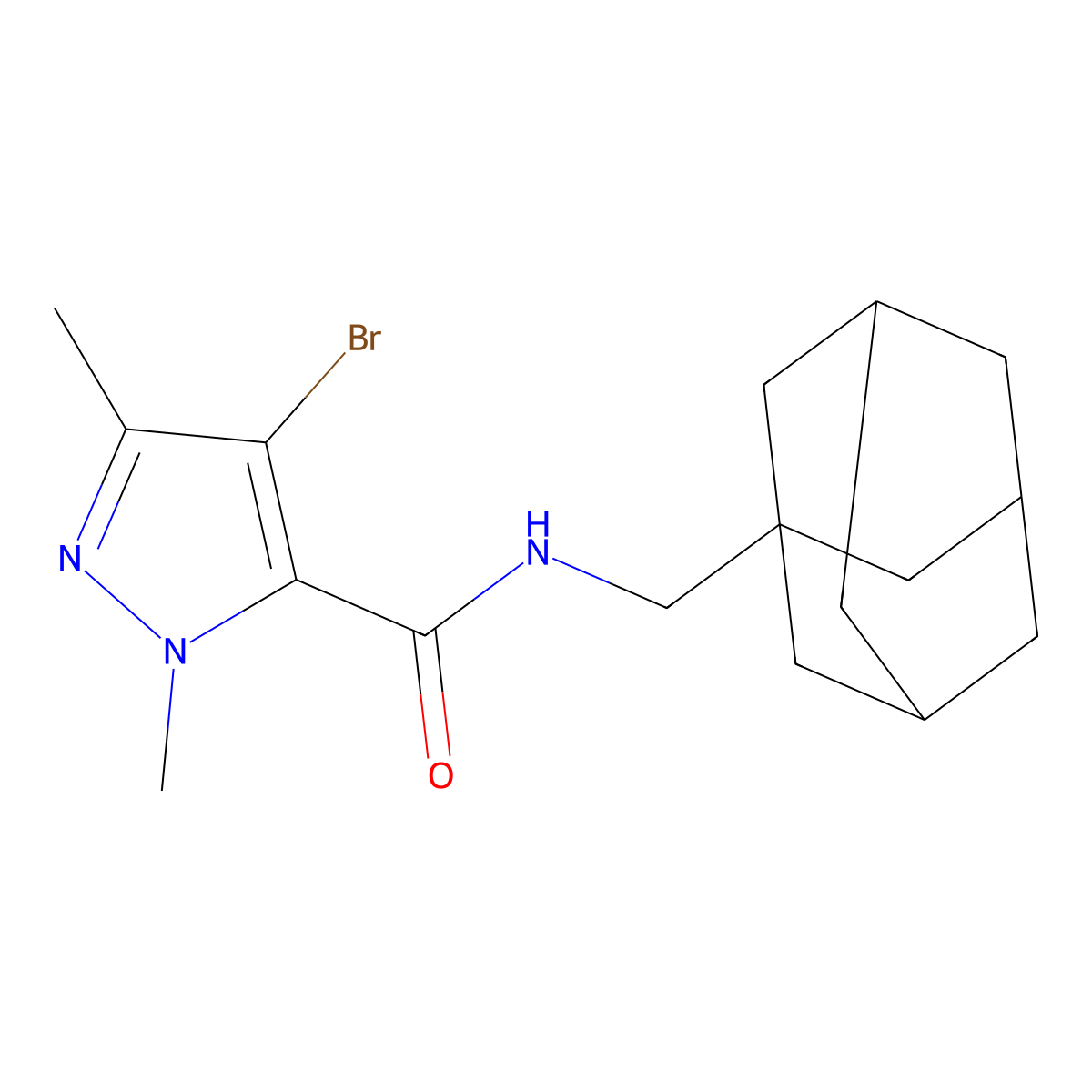 N-(1-adamantylmethyl)-4-bromo-2,5-dimethylpyrazole-3-carboxamide molecular structure, CAS 1005553-90-1