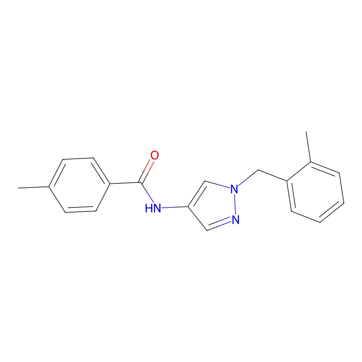 4-methyl-N-[1-(2-methylbenzyl)-1H-pyrazol-4-yl]benzamide molecular structure, CAS 1005554-45-9