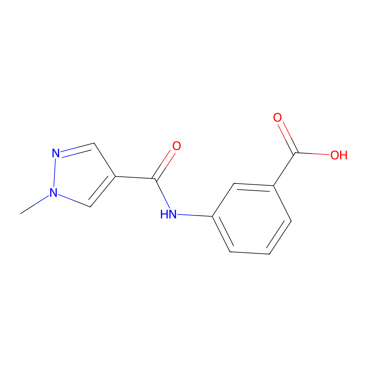 3-[(1-Methyl-1H-pyrazole-4-carbonyl)-amino]-benzoic acid molecular structure, CAS 1005554-86-8
