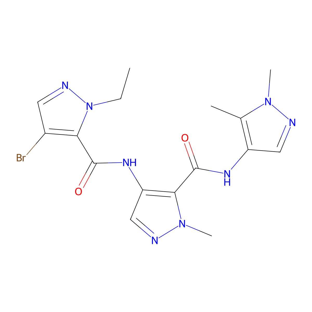 4-[(4-bromo-2-ethylpyrazole-3-carbonyl)amino]-N-(1,5-dimethylpyrazol-4-yl)-2-methylpyrazole-3-carboxamide molecular structure, CAS 1005555-69-0