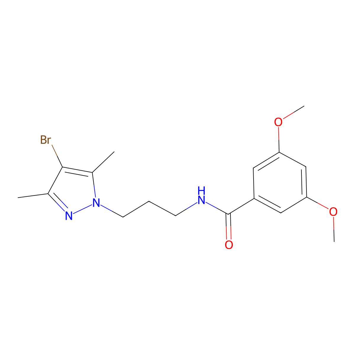 N-[3-(4-bromo-3,5-dimethylpyrazol-1-yl)propyl]-3,5-dimethoxybenzamide molecular structure, CAS 1005555-98-5