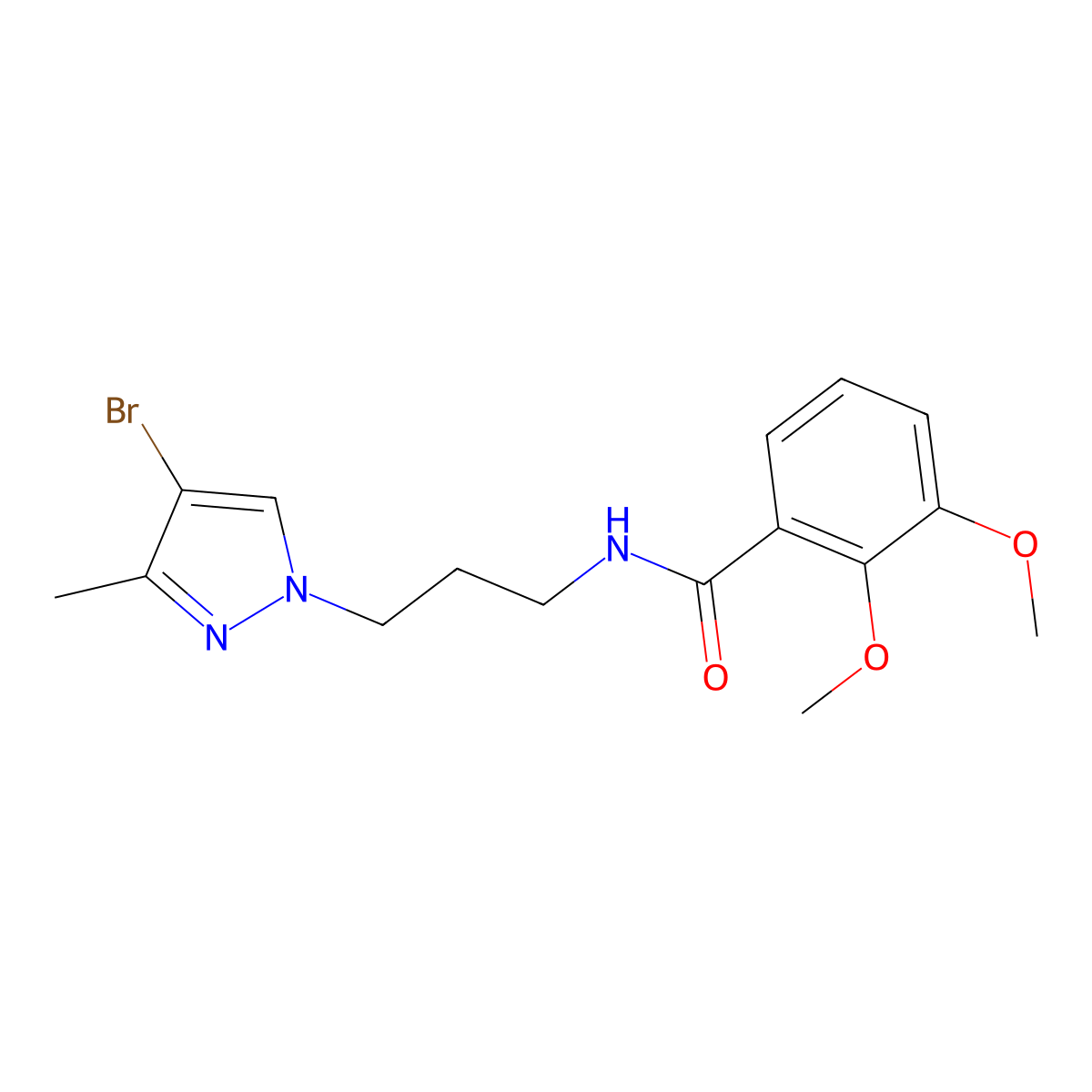 N-[3-(4-bromo-3-methylpyrazol-1-yl)propyl]-2,3-dimethoxybenzamide molecular structure, CAS 1005556-72-8