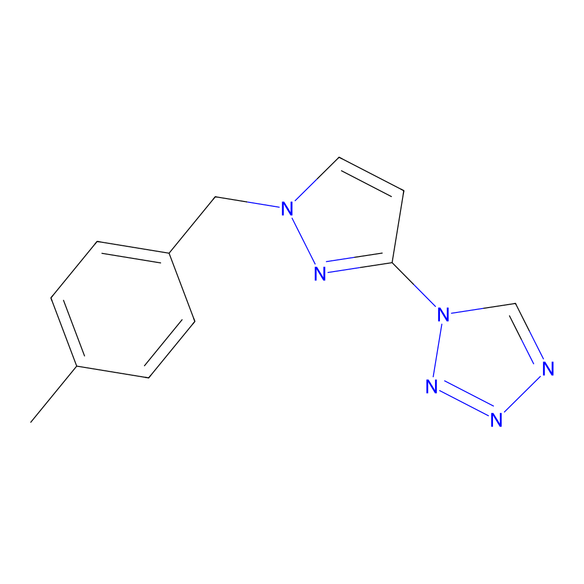 1-[1-[(4-Methylphenyl)methyl]pyrazol-3-yl]tetrazole molecular structure, CAS 1005557-22-1