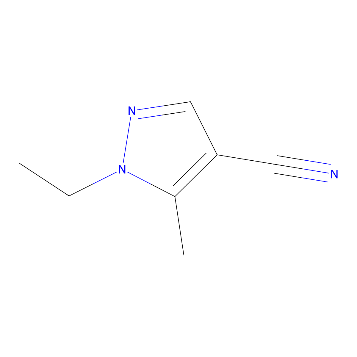 1-ethyl-5-methyl-1H-pyrazole-4-carbonitrile molecular structure, CAS 1005558-05-3