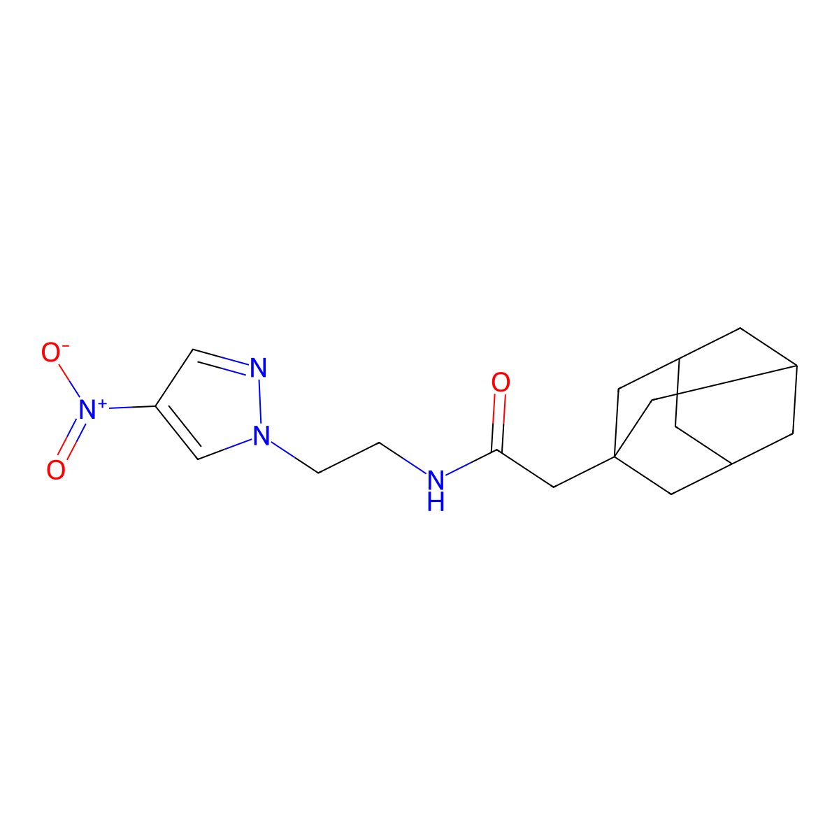 2-(1-adamantyl)-N-[2-(4-nitropyrazol-1-yl)ethyl]acetamide molecular structure, CAS 1005558-37-1