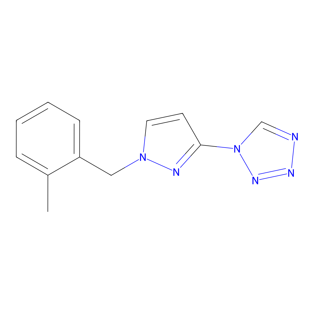 1-[1-[(2-Methylphenyl)methyl]pyrazol-3-yl]tetrazole molecular structure, CAS 1005558-54-2