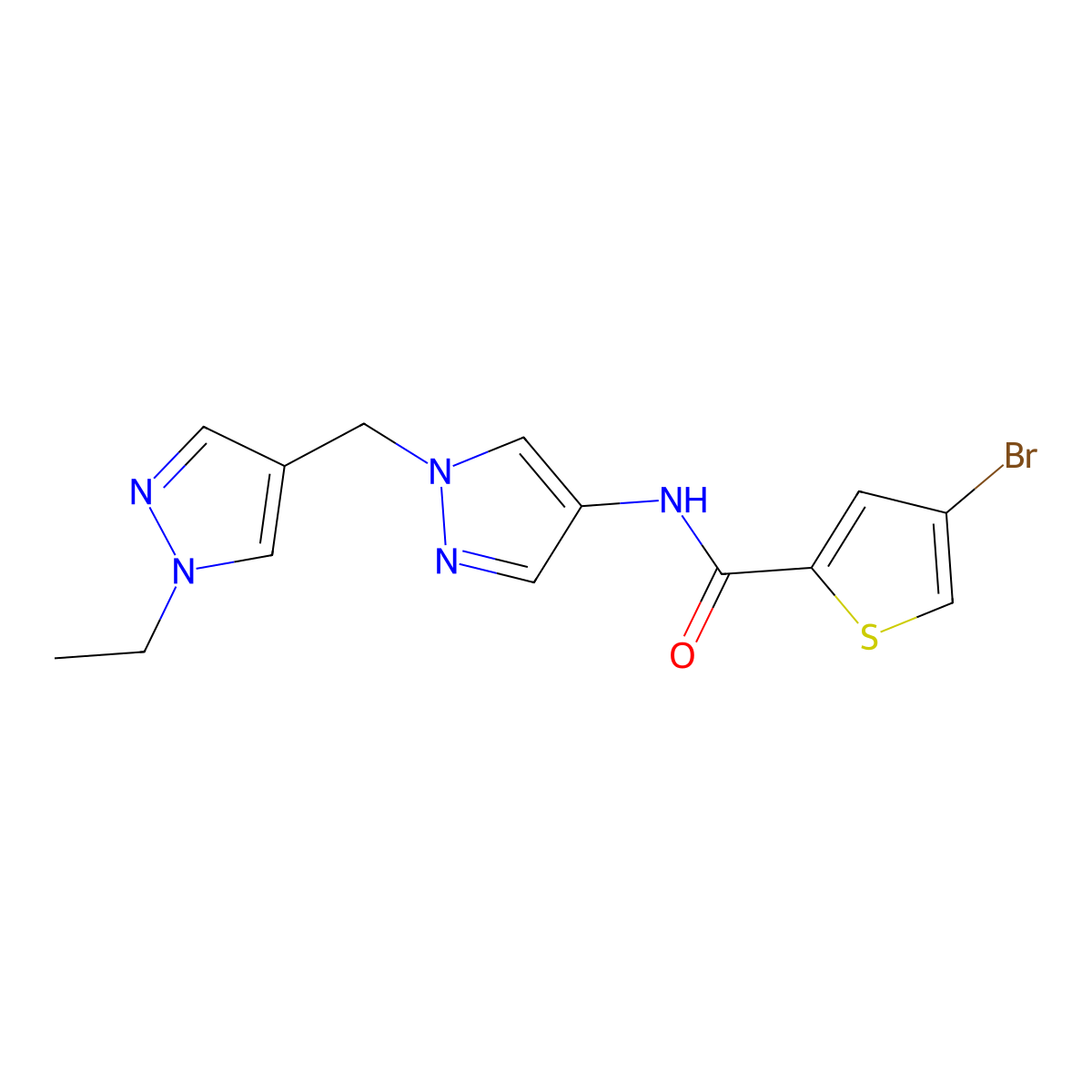 4-bromo-N-{1-[(1-ethyl-1H-pyrazol-4-yl)methyl]-1H-pyrazol-4-yl}thiophene-2-carboxamide molecular structure, CAS 1005560-37-1