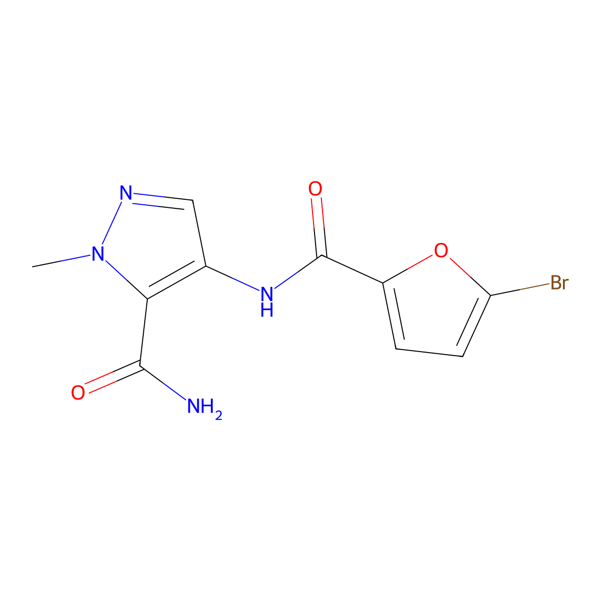 4-[(5-Bromofuran-2-carbonyl)amino]-2-methylpyrazole-3-carboxamide molecular structure, CAS 1005560-58-6