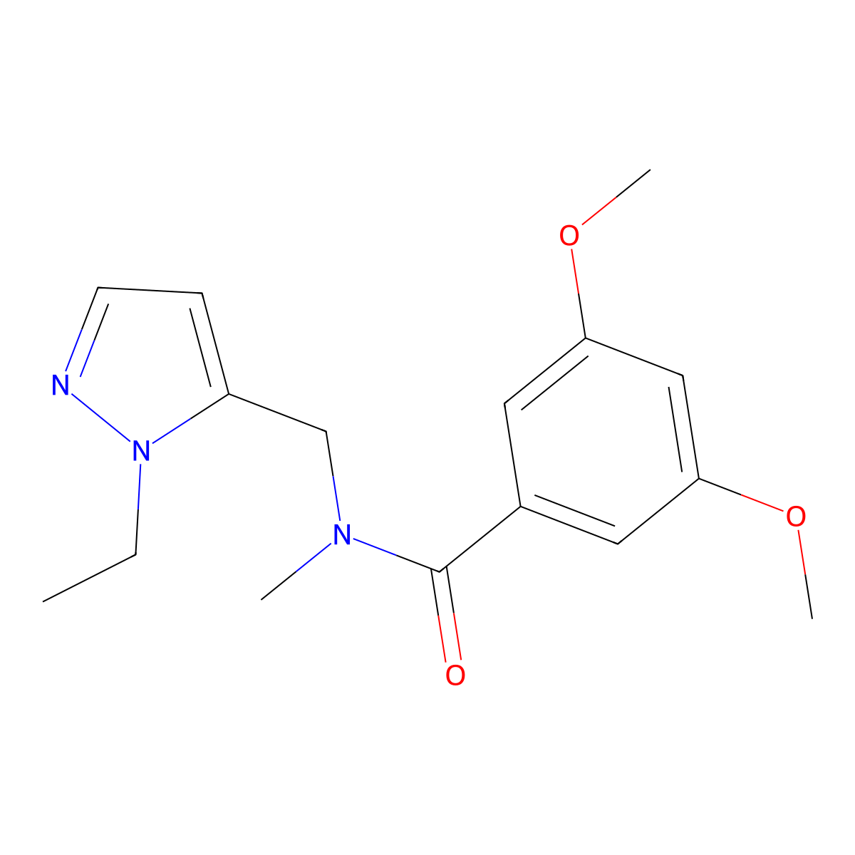 N-[(2-ethylpyrazol-3-yl)methyl]-3,5-dimethoxy-N-methylbenzamide molecular structure, CAS 1005560-82-6