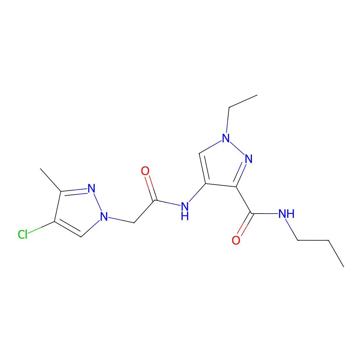 4-[[2-(4-chloro-3-methylpyrazol-1-yl)acetyl]amino]-1-ethyl-N-propylpyrazole-3-carboxamide molecular structure, CAS 1005562-11-7