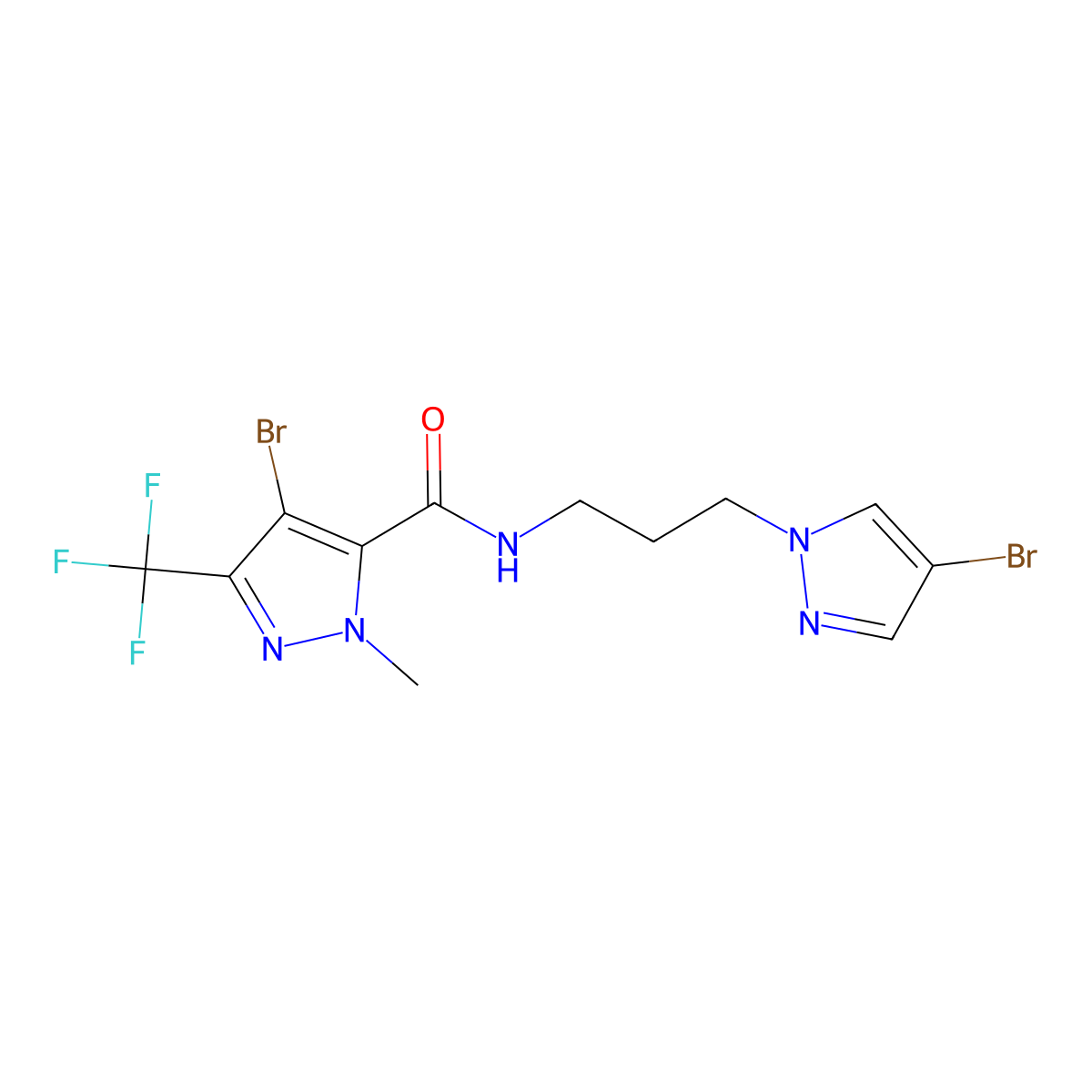 4-bromo-N-[3-(4-bromopyrazol-1-yl)propyl]-2-methyl-5-(trifluoromethyl)pyrazole-3-carboxamide molecular structure, CAS 1005562-88-8