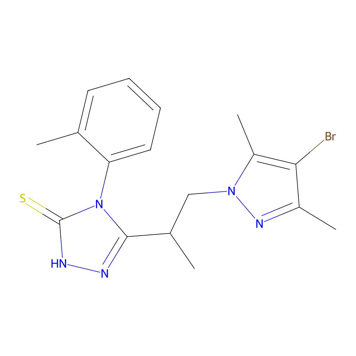 3-[1-(4-bromo-3,5-dimethylpyrazol-1-yl)propan-2-yl]-4-(2-methylphenyl)-1H-1,2,4-triazole-5-thione molecular structure, CAS 1005562-96-8