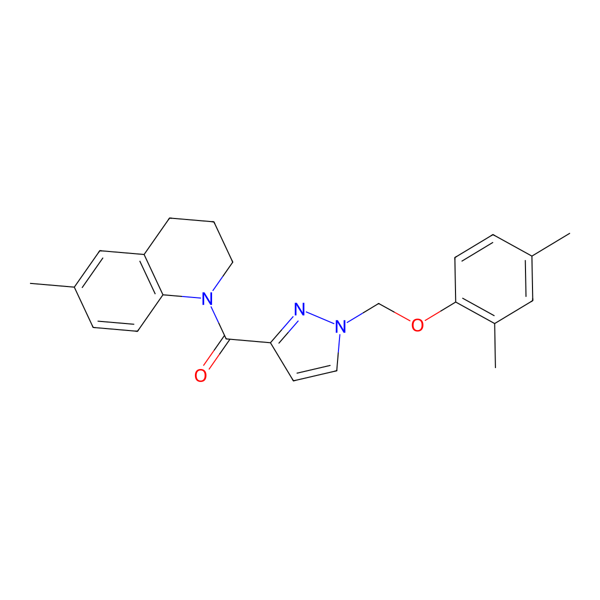 [1-[(2,4-dimethylphenoxy)methyl]pyrazol-3-yl]-(6-methyl-3,4-dihydro-2H-quinolin-1-yl)methanone molecular structure, CAS 1005562-97-9