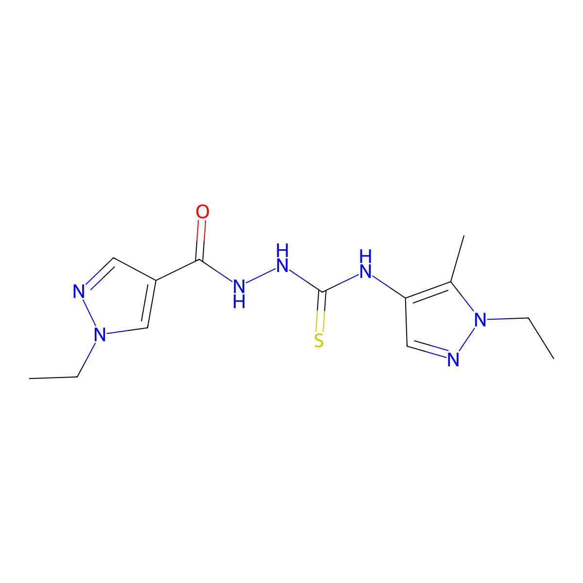 1-(1-Ethyl-5-methylpyrazol-4-yl)-3-[(1-ethylpyrazole-4-carbonyl)amino]thiourea molecular structure, CAS 1005563-25-6
