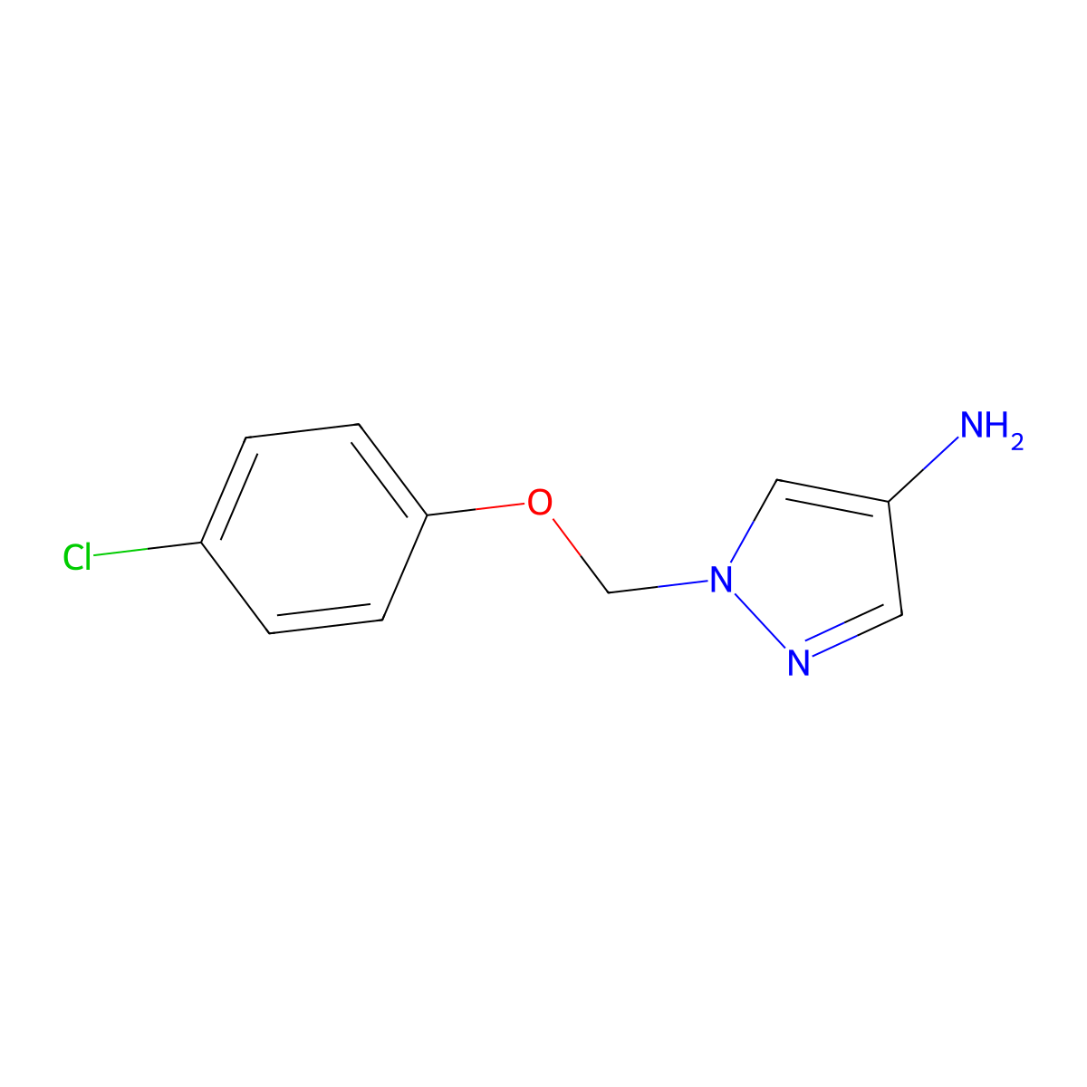 1-[(4-chlorophenoxy)methyl]-1H-pyrazol-4-amine molecular structure, CAS 1005563-37-0