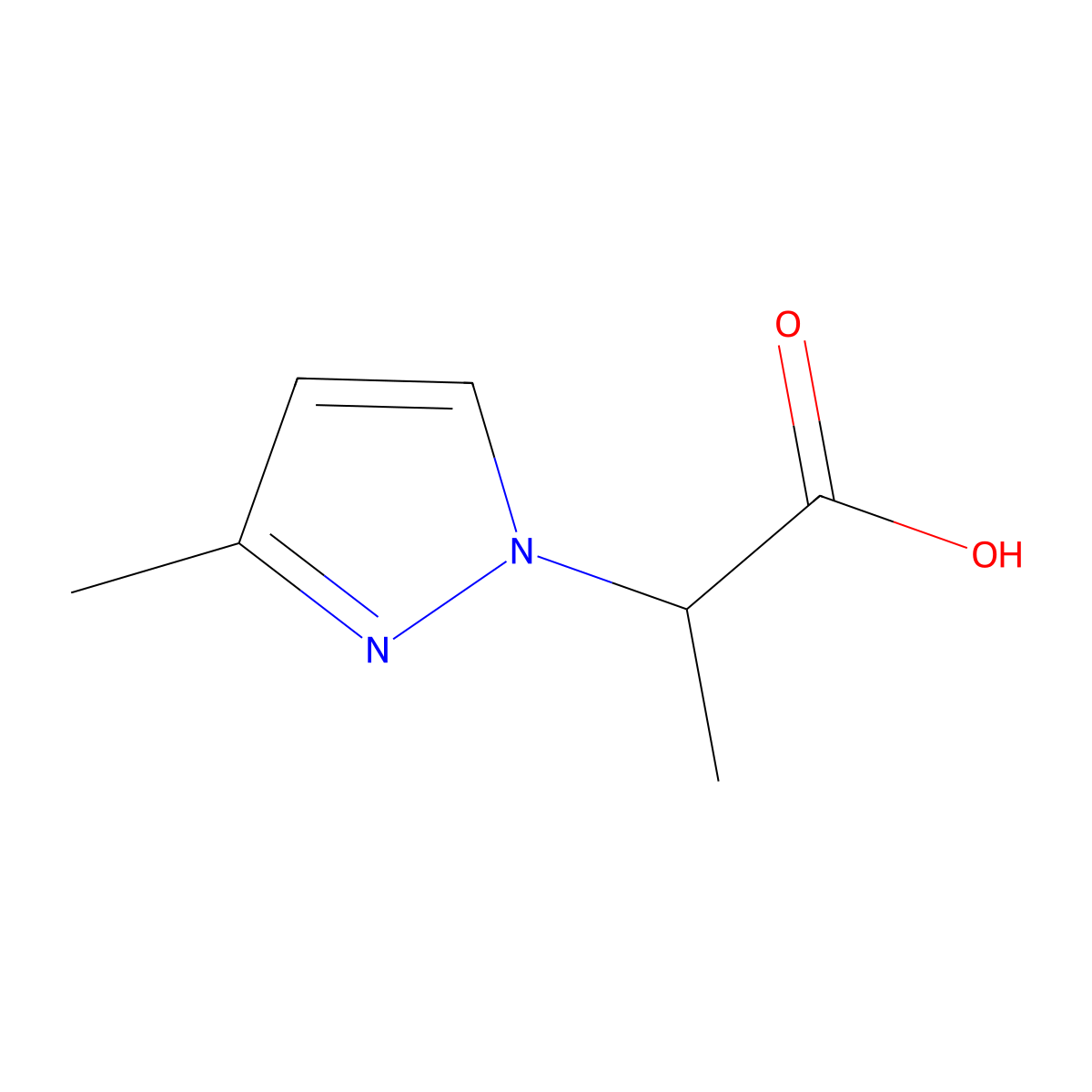 2-(3-methyl-1H-pyrazol-1-yl)propanoic acid molecular structure, CAS 1005563-59-6