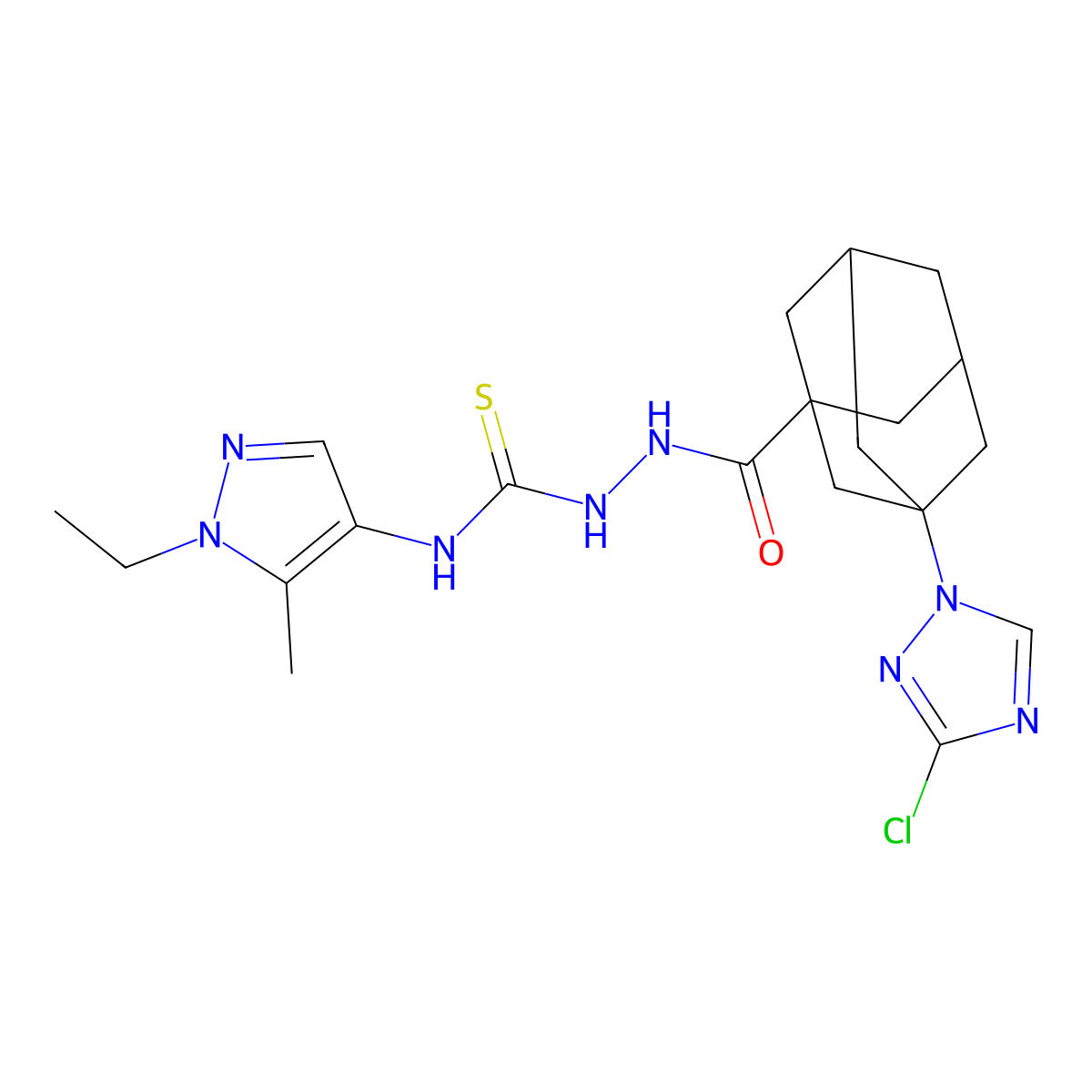 1-[[3-(3-Chloro-1,2,4-triazol-1-yl)adamantane-1-carbonyl]amino]-3-(1-ethyl-5-methylpyrazol-4-yl)thiourea molecular structure, CAS 1005563-86-9