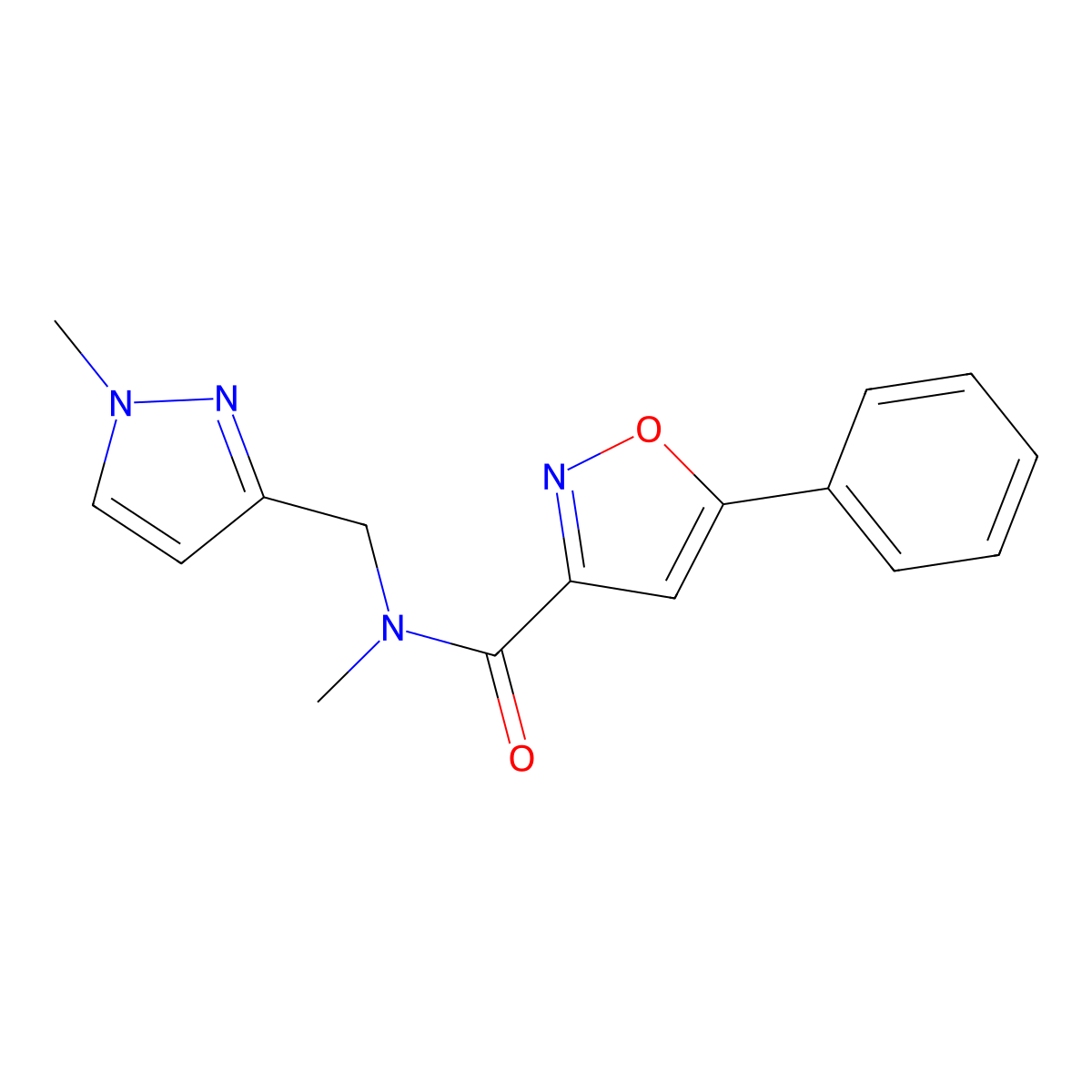 N-methyl-N-[(1-methyl-1H-pyrazol-3-yl)methyl]-5-phenyl-1,2-oxazole-3-carboxamide molecular structure, CAS 1005564-11-3