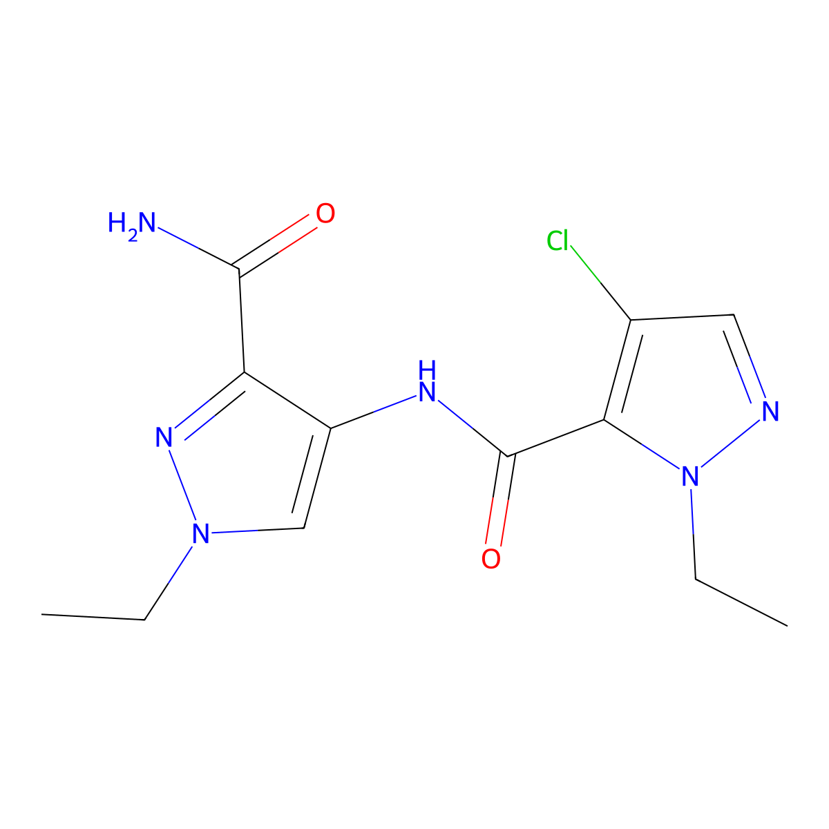4-[(4-Chloro-2-ethylpyrazole-3-carbonyl)amino]-1-ethylpyrazole-3-carboxamide molecular structure, CAS 1005564-80-6