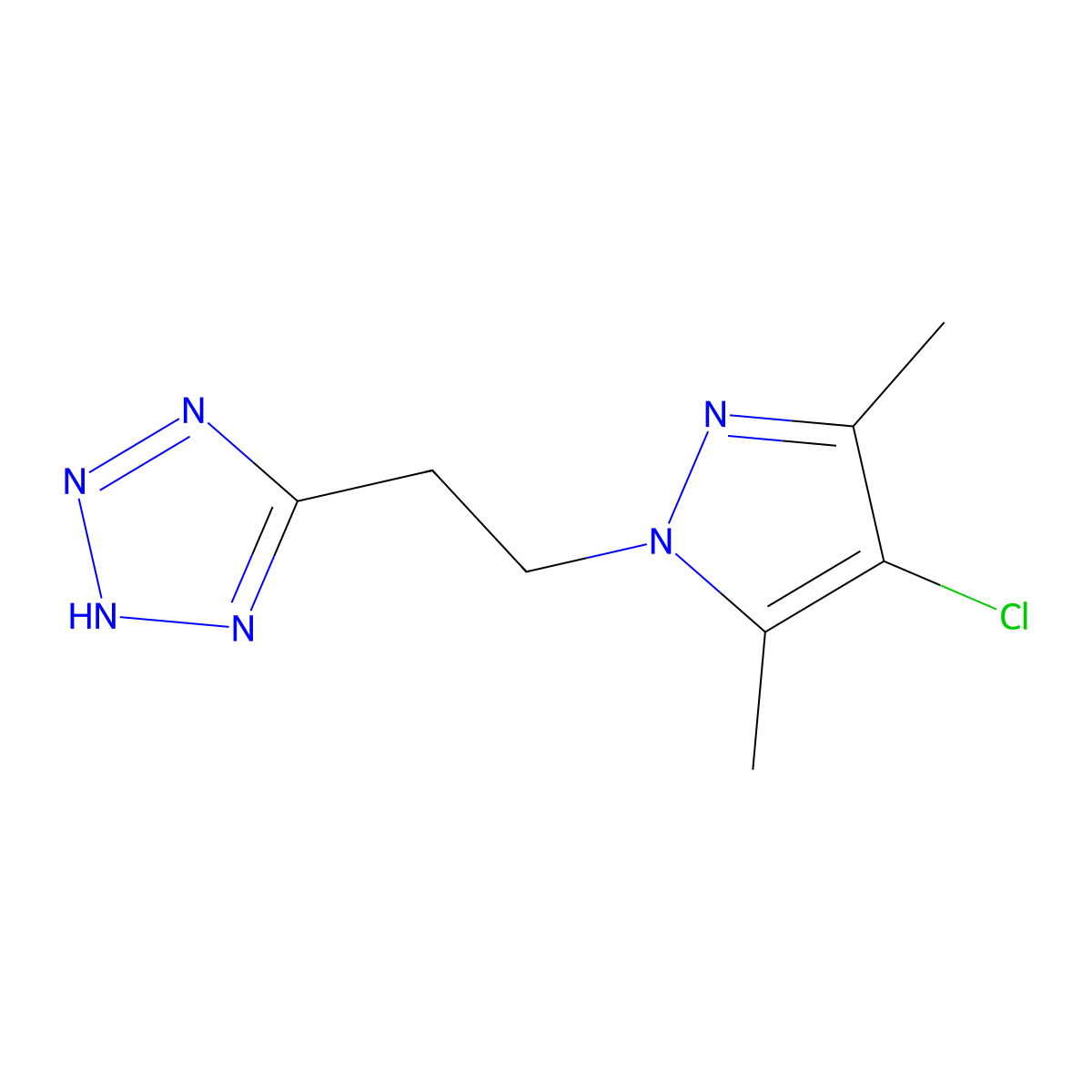 5-[2-(4-Chloro-3,5-dimethyl-pyrazol-1-yl)-ethyl]-2H-tetrazole molecular structure, CAS 1005566-25-5