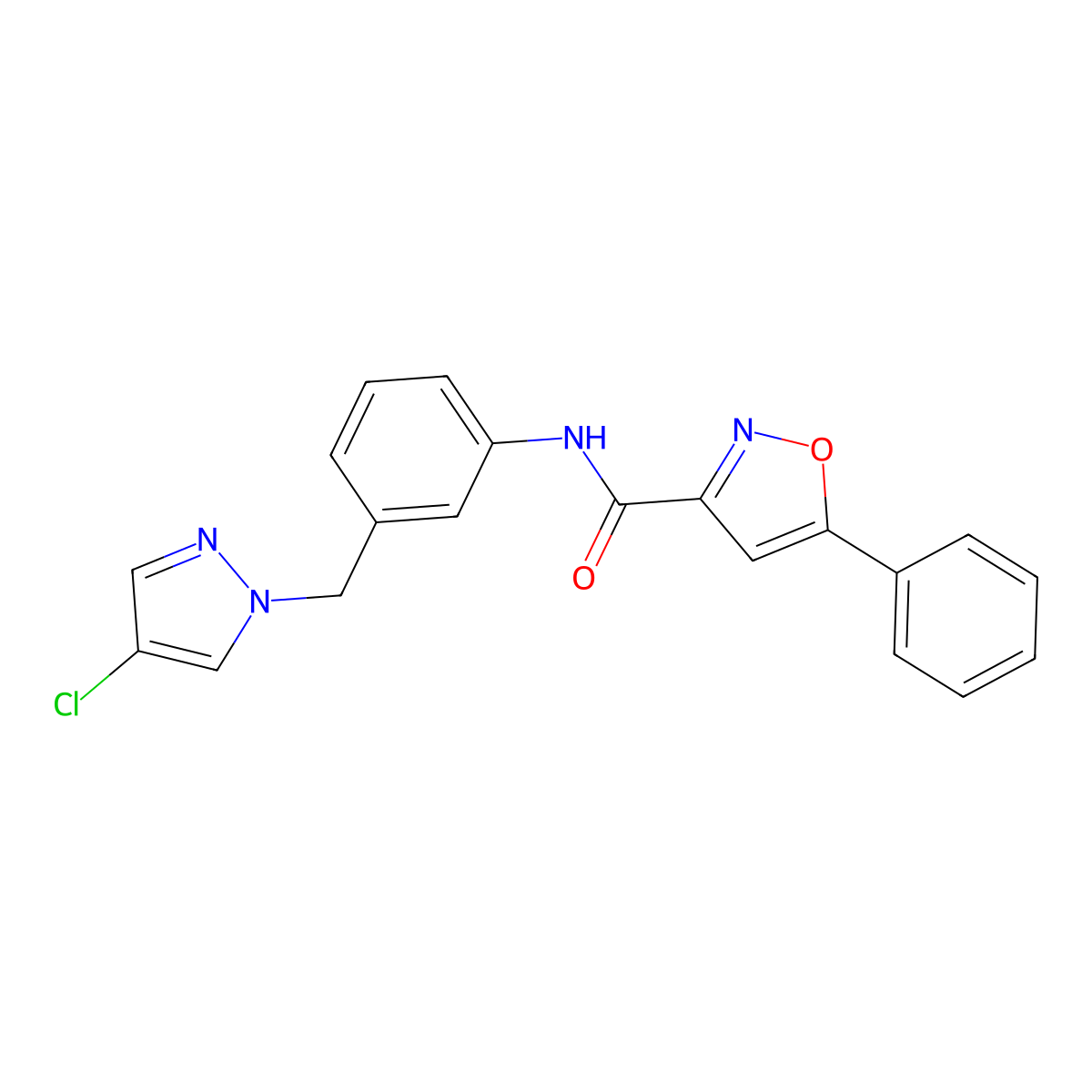 N-{3-[(4-chloro-1H-pyrazol-1-yl)methyl]phenyl}-5-phenyl-1,2-oxazole-3-carboxamide molecular structure, CAS 1005566-91-5