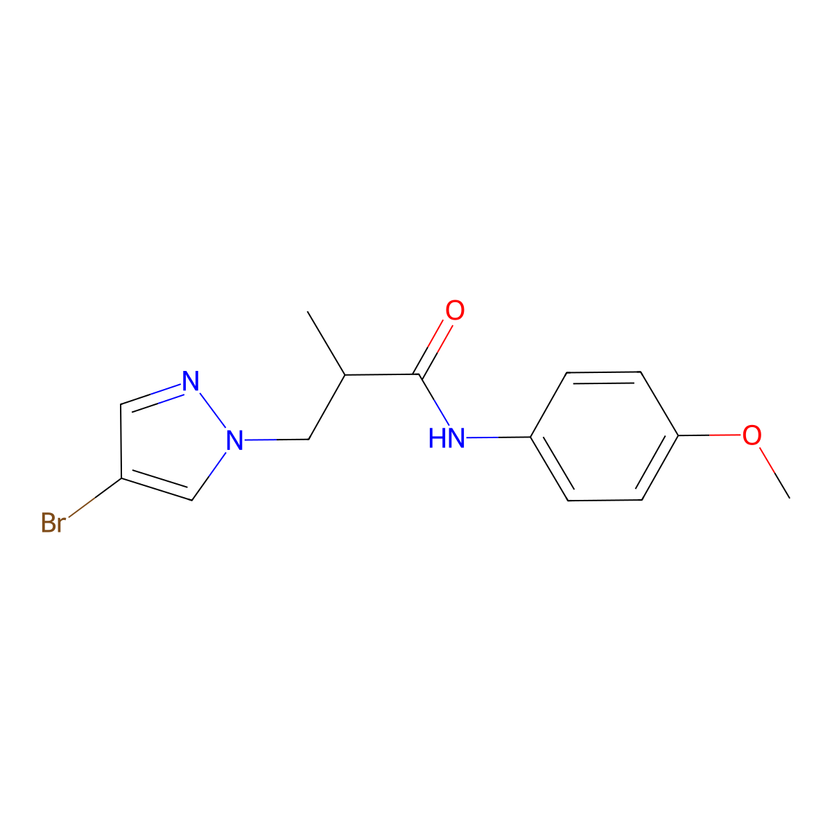 3-(4-bromopyrazol-1-yl)-N-(4-methoxyphenyl)-2-methylpropanamide molecular structure, CAS 1005567-71-4