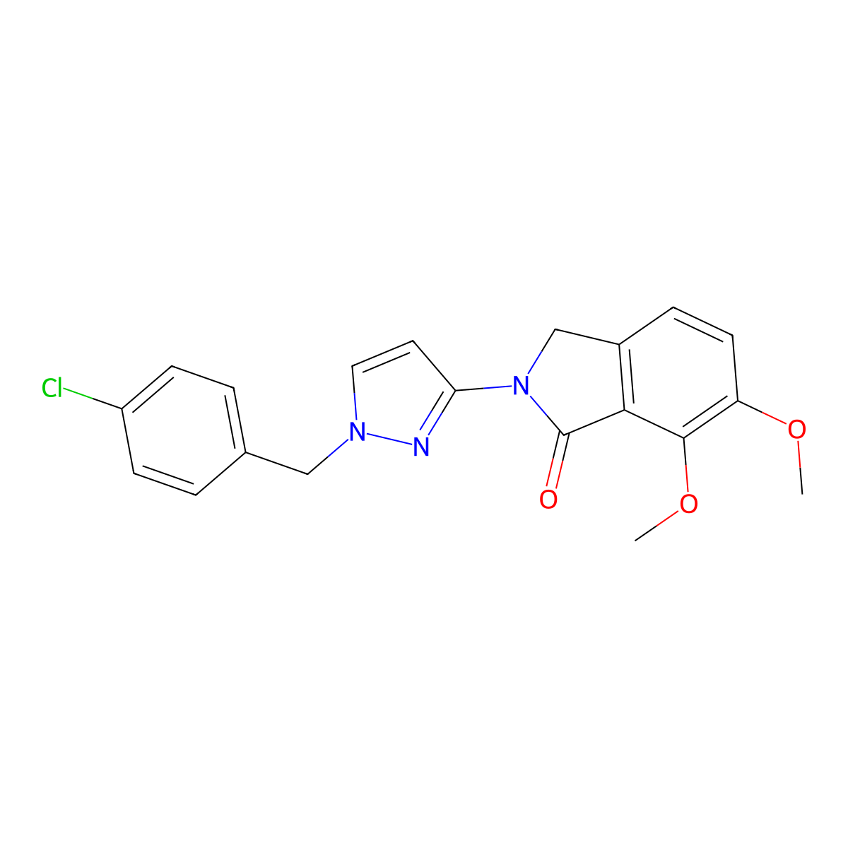 2-(1-(4-chlorobenzyl)-1H-pyrazol-3-yl)-6,7-dimethoxyisoindolin-1-one molecular structure, CAS 1005567-90-7