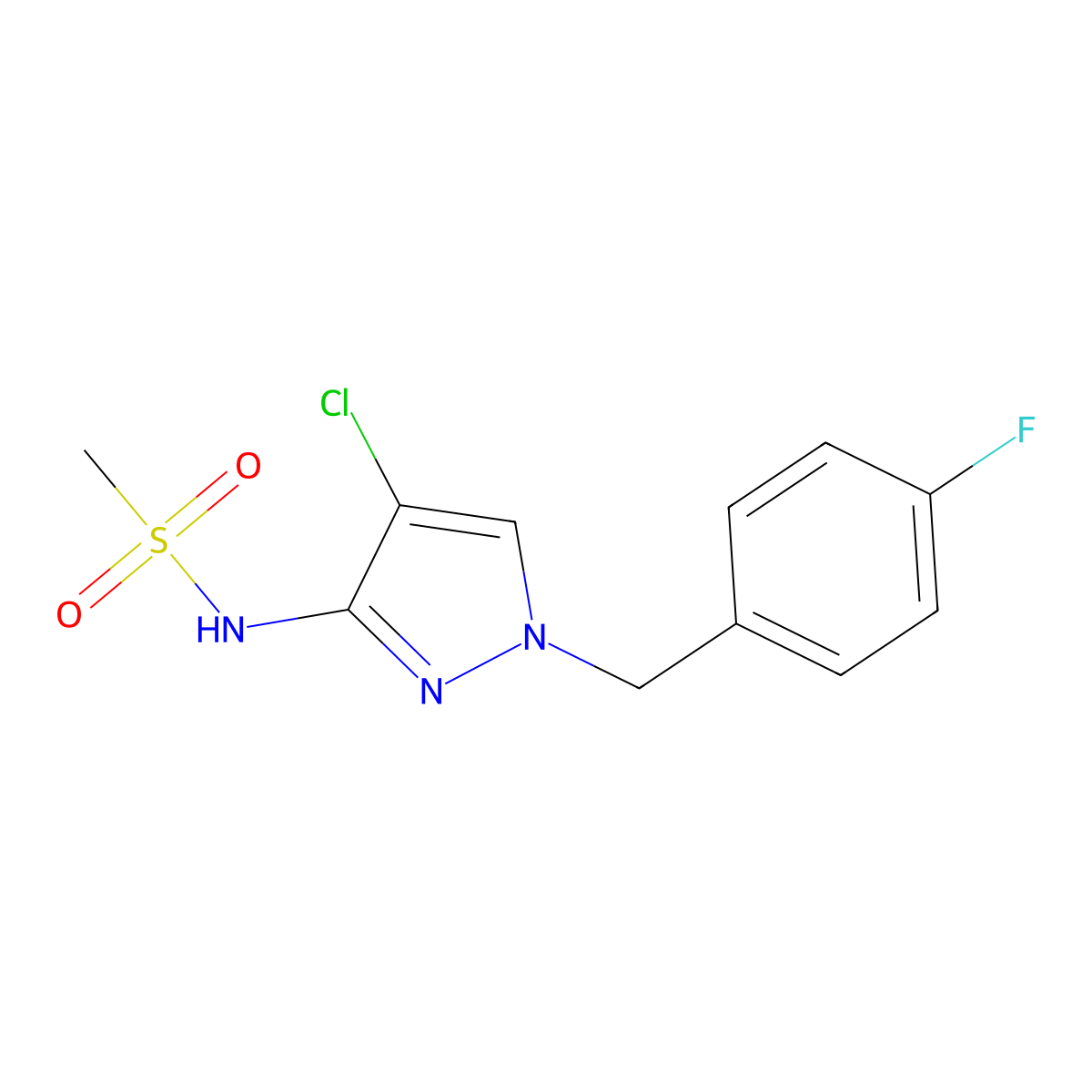 N-[4-chloro-1-(4-fluorobenzyl)-1H-pyrazol-3-yl]methanesulfonamide molecular structure, CAS 1005568-57-9