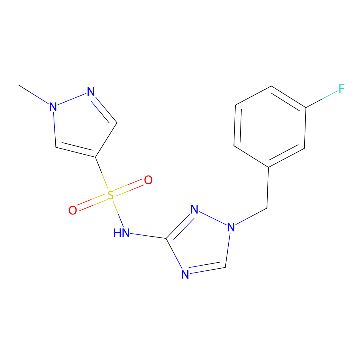 N-[1-(3-fluorobenzyl)-1H-1,2,4-triazol-3-yl]-1-methyl-1H-pyrazole-4-sulfonamide molecular structure, CAS 1005568-87-5