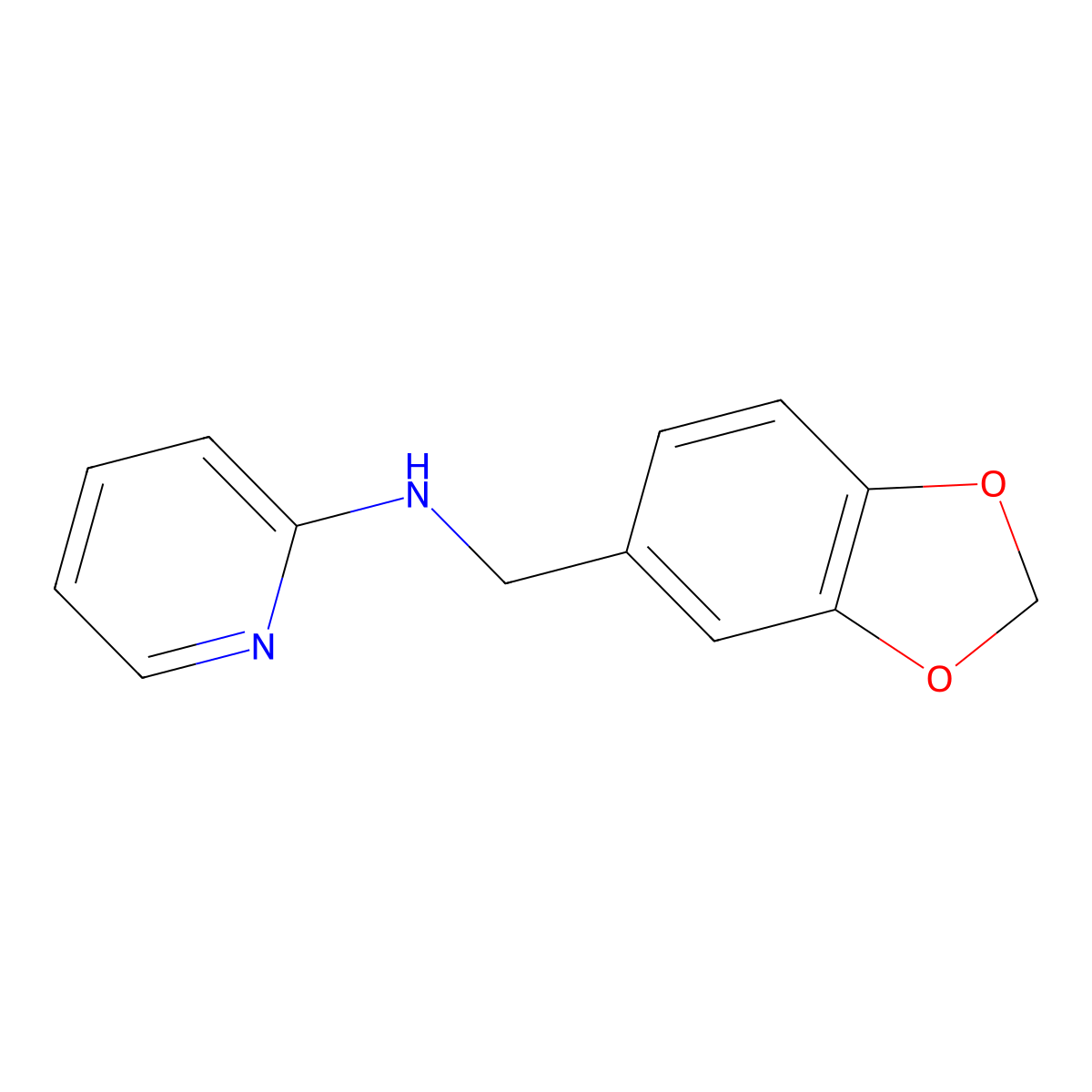 N-(1,3-benzodioxol-5-ylmethyl)pyridin-2-amine molecular structure, CAS 100557-14-0