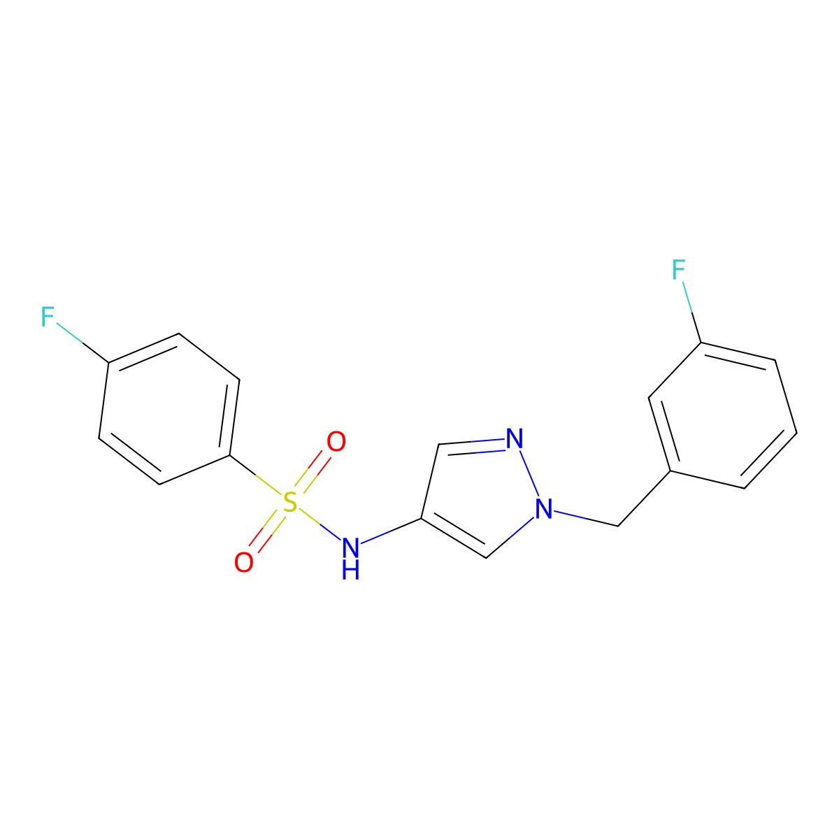 4-fluoro-N-[1-(3-fluorobenzyl)-1H-pyrazol-4-yl]benzenesulfonamide molecular structure, CAS 1005570-92-2