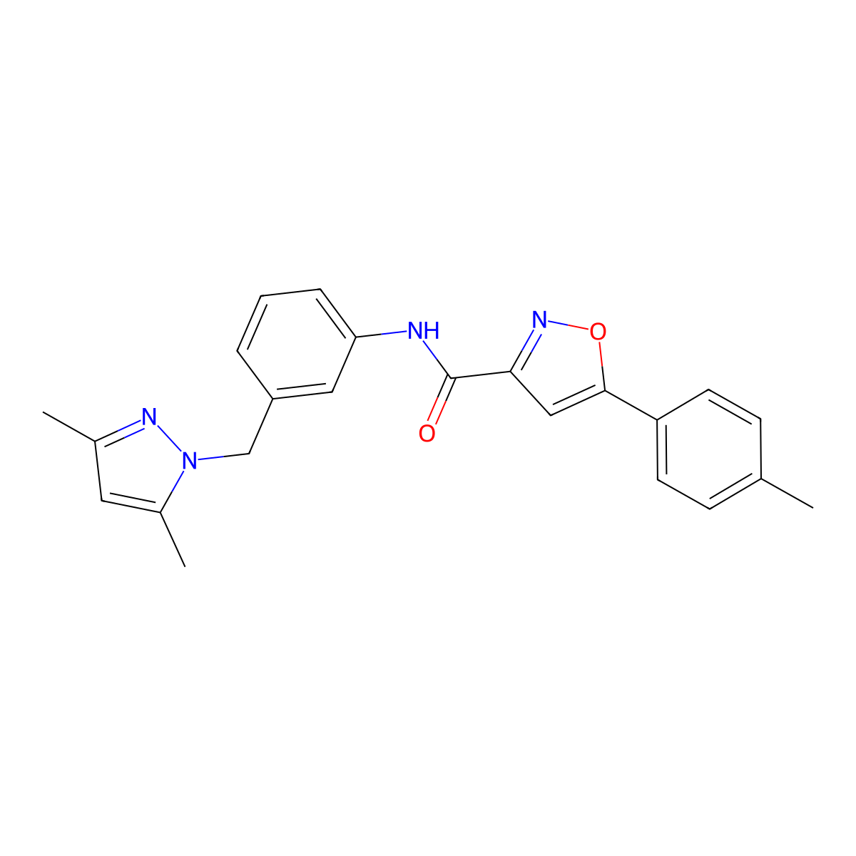 N-{3-[(3,5-dimethyl-1H-pyrazol-1-yl)methyl]phenyl}-5-(4-methylphenyl)-1,2-oxazole-3-carboxamide molecular structure, CAS 1005572-86-0