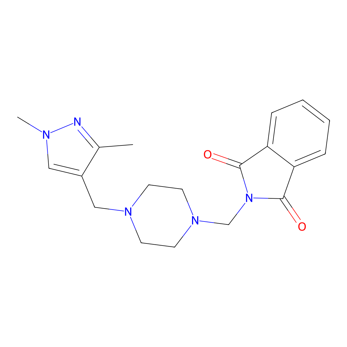 2-({4-[(1,3-dimethyl-1H-pyrazol-4-yl)methyl]piperazin-1-yl}methyl)-1H-isoindole-1,3(2H)-dione molecular structure, CAS 1005573-49-8