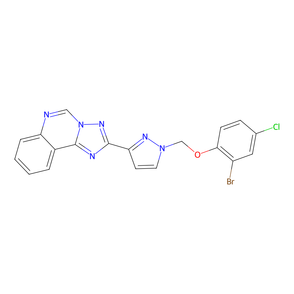 2-{1-[(2-bromo-4-chlorophenoxy)methyl]-1H-pyrazol-3-yl}[1,2,4]triazolo[1,5-c]quinazoline molecular structure, CAS 1005573-57-8
