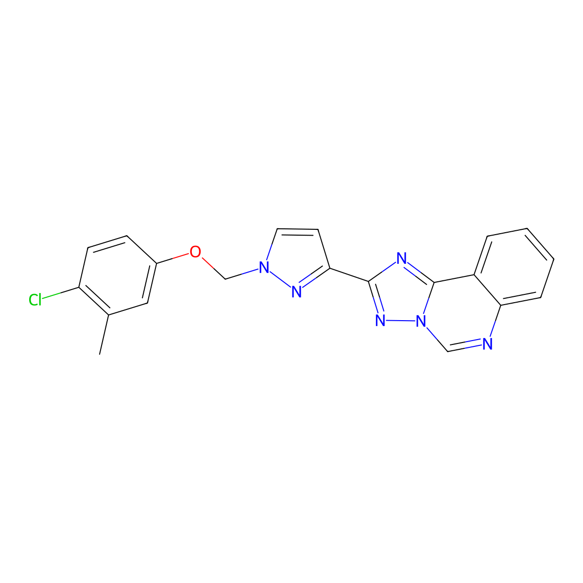 2-{1-[(4-chloro-3-methylphenoxy)methyl]-1H-pyrazol-3-yl}[1,2,4]triazolo[1,5-c]quinazoline molecular structure, CAS 1005574-06-0