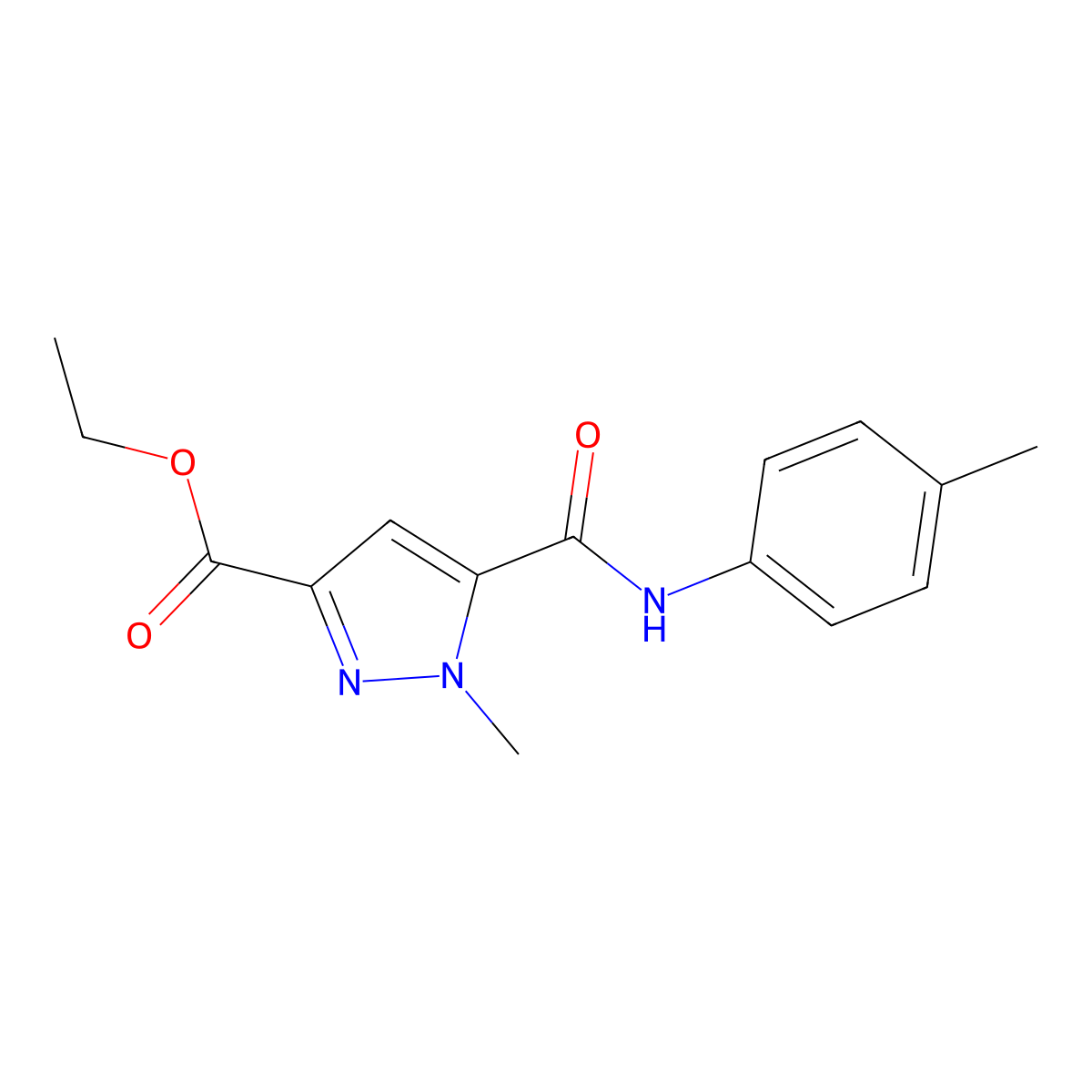 ethyl 1-methyl-5-[(4-methylphenyl)carbamoyl]-1H-pyrazole-3-carboxylate molecular structure, CAS 1005575-24-5