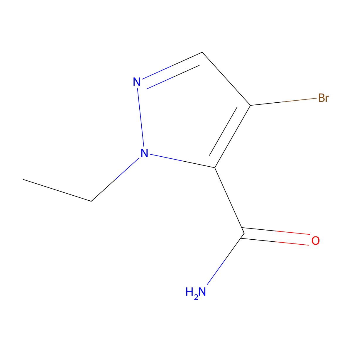 4-bromo-1-ethyl-1H-pyrazole-5-carboxamide molecular structure, CAS 1005575-60-9