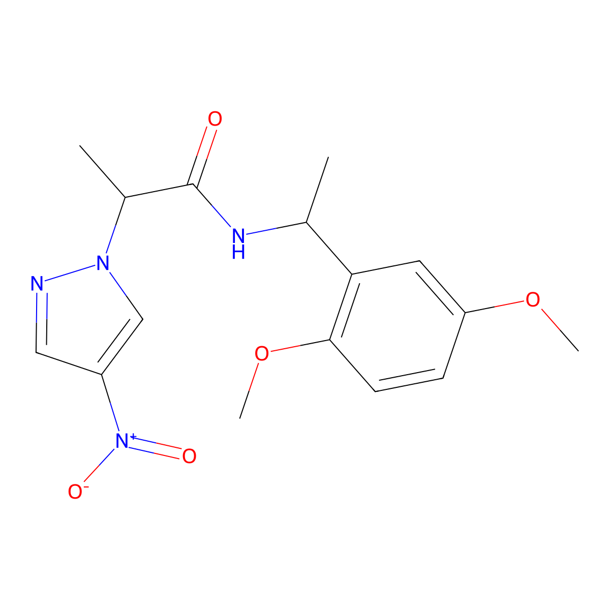 N-[1-(2,5-dimethoxyphenyl)ethyl]-2-(4-nitropyrazol-1-yl)propanamide molecular structure, CAS 1005576-51-1